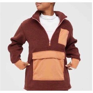 Offline By Aerie Sherpa Fleece Quarter Zip Sweater Small Front Pouch NWT